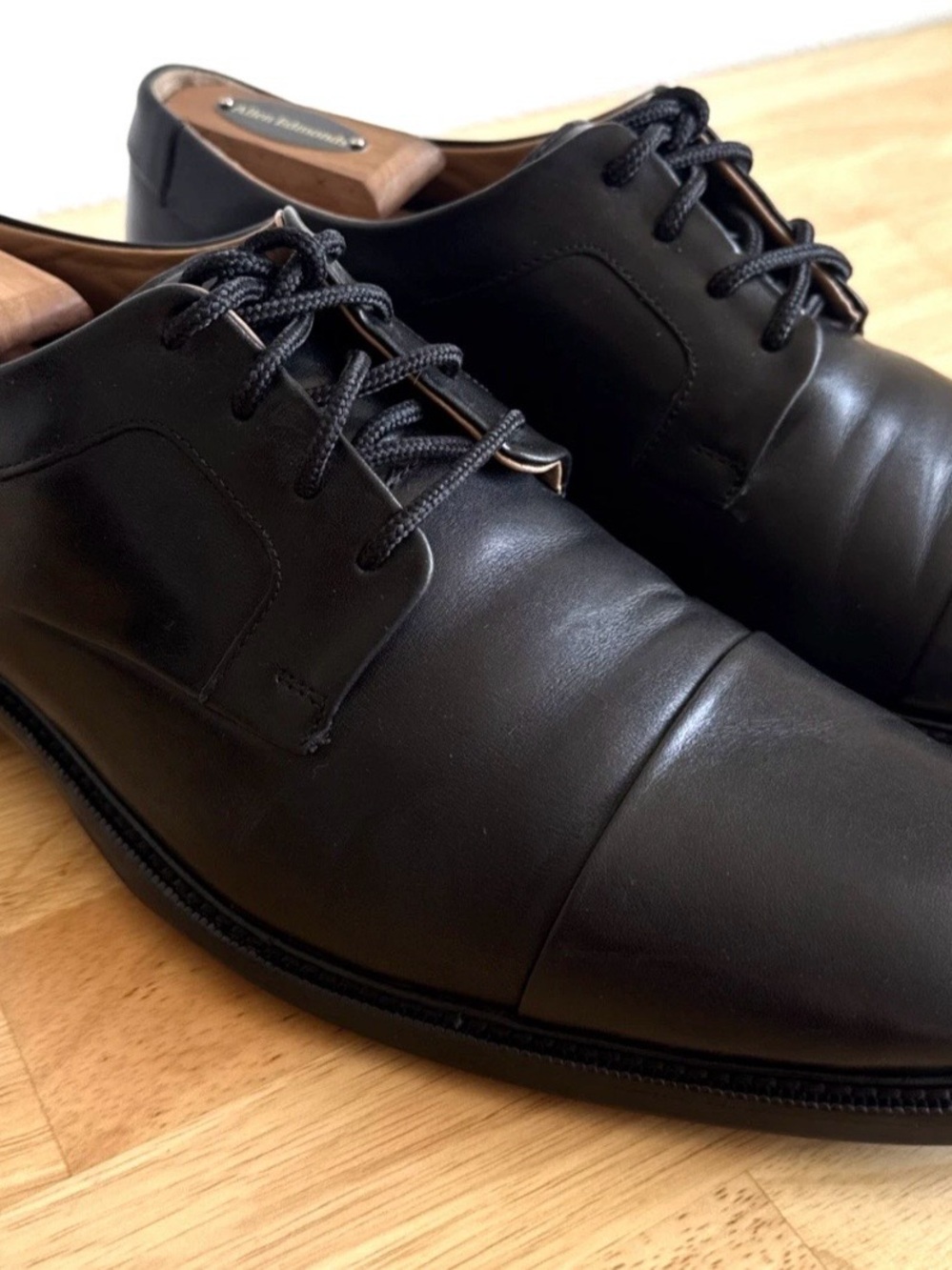 Cole Haan Black Leather Cap-Toe Derby Shoes